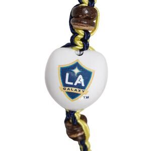 Los Angeles LA Galaxy MLS Single White Kukui Nut + Braid Bracelet Soccer Futbol